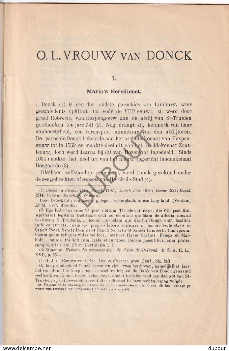 Donk/Herk De Stad - Geschiedenis Van OLV Van Donck - A. Lamotte - O. Robyns 1927 (V2994) - Oud