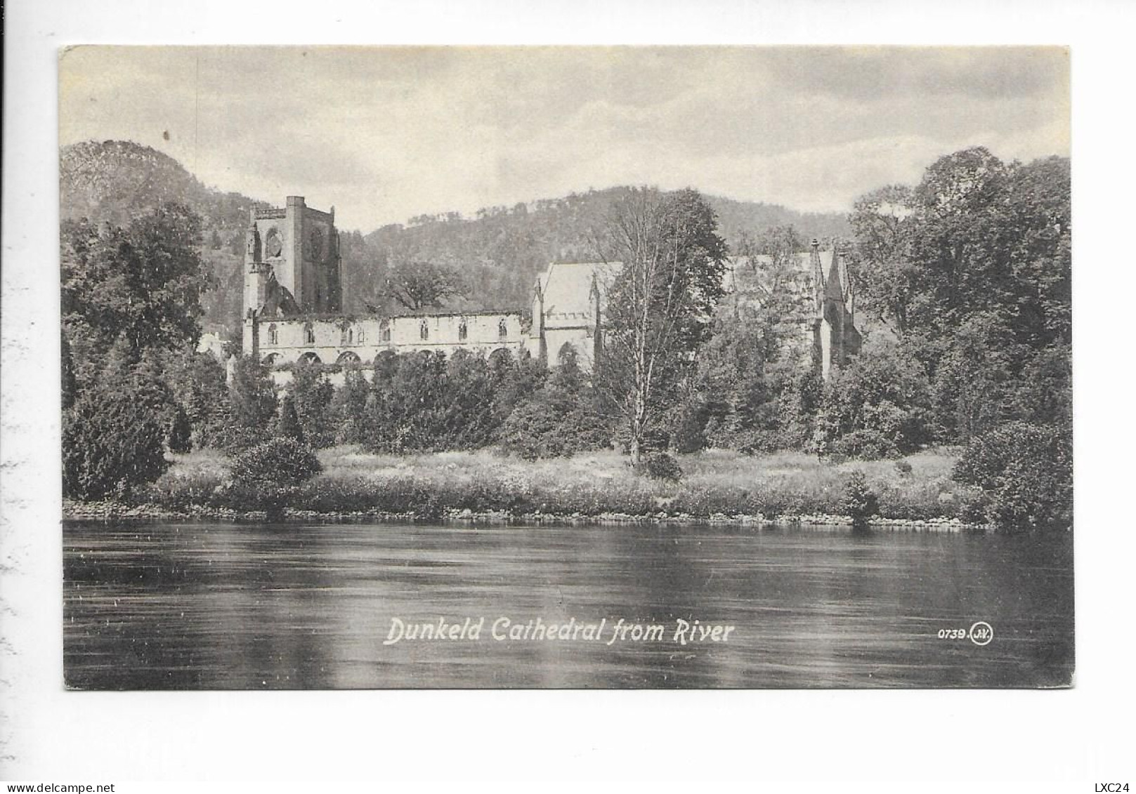 DUNKELD CATHEDRAL FROM RIVER. - Perthshire