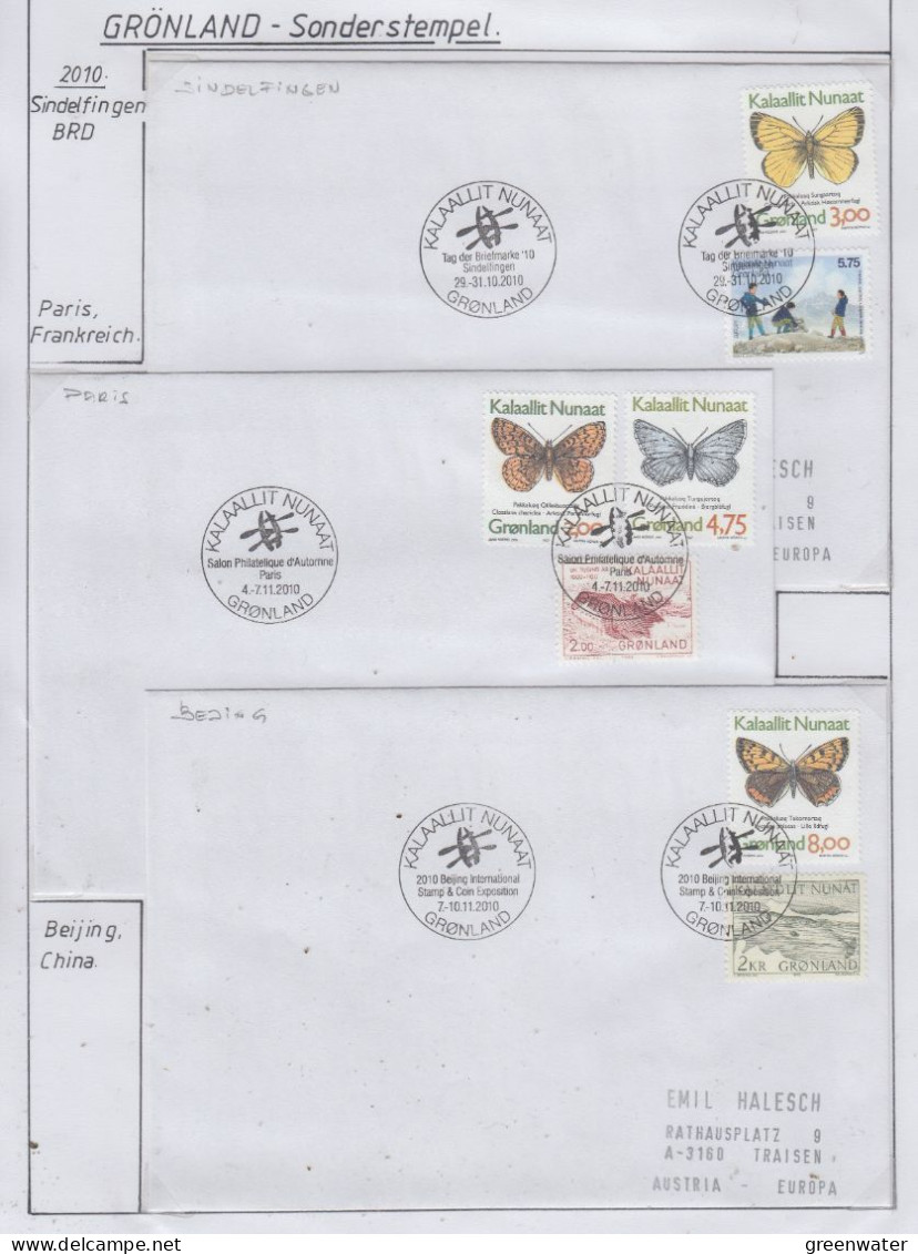 Greenland Sonderstempel 2010 6 Covers (GD181) - Scientific Stations & Arctic Drifting Stations
