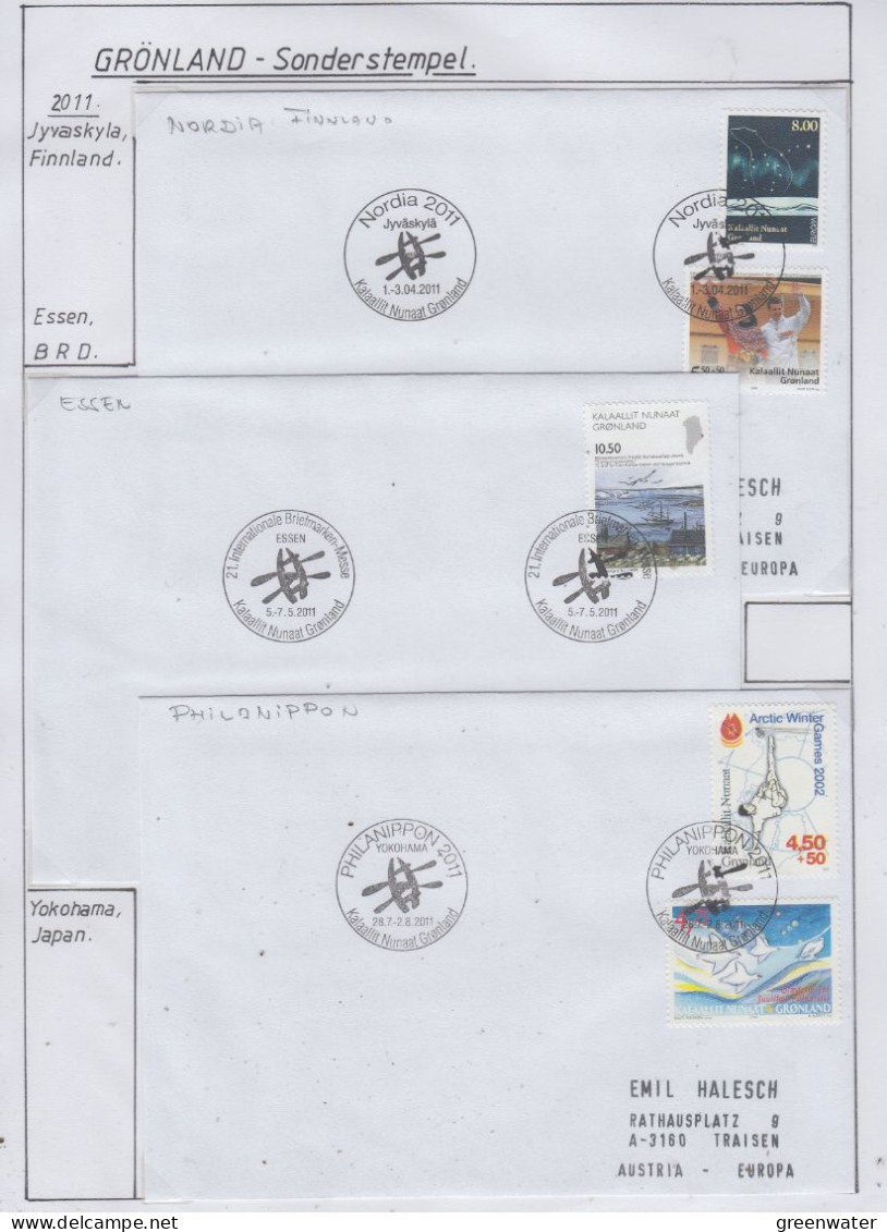 Greenland Sonderstempel 2011 6 Covers (GD182) - Stations Scientifiques & Stations Dérivantes Arctiques