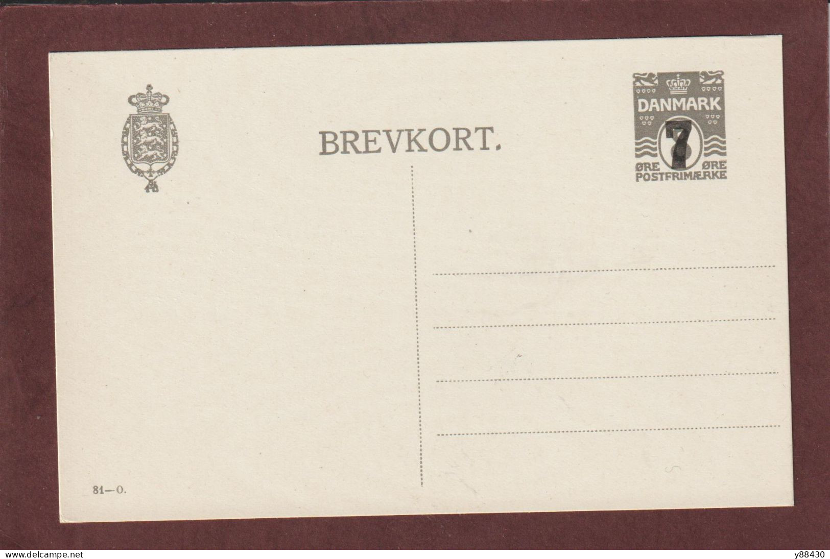 DANEMARK - Entier Postal Neuf - 1920/1930 - Carte Postal . Réf. 81-0 - 7/8 . Gris - 2 Scan - Entiers Postaux