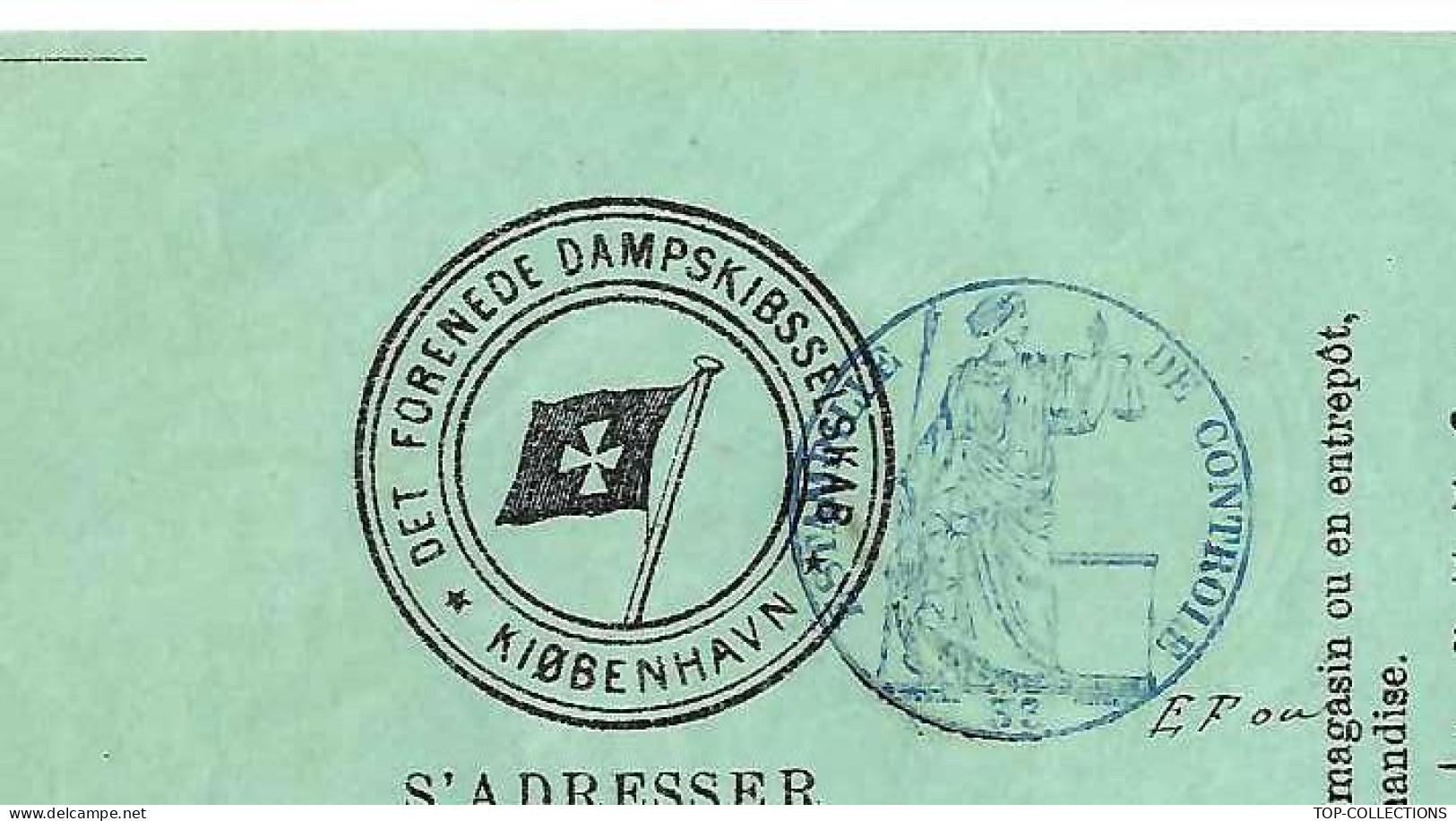 1879 NAVIGATION  CONNAISSEMENT BILL OF LADING Cie Danoise V. HISTORIQUE   Konisberg Pour Copenhague « Thyra » Fut Amande - 1800 – 1899