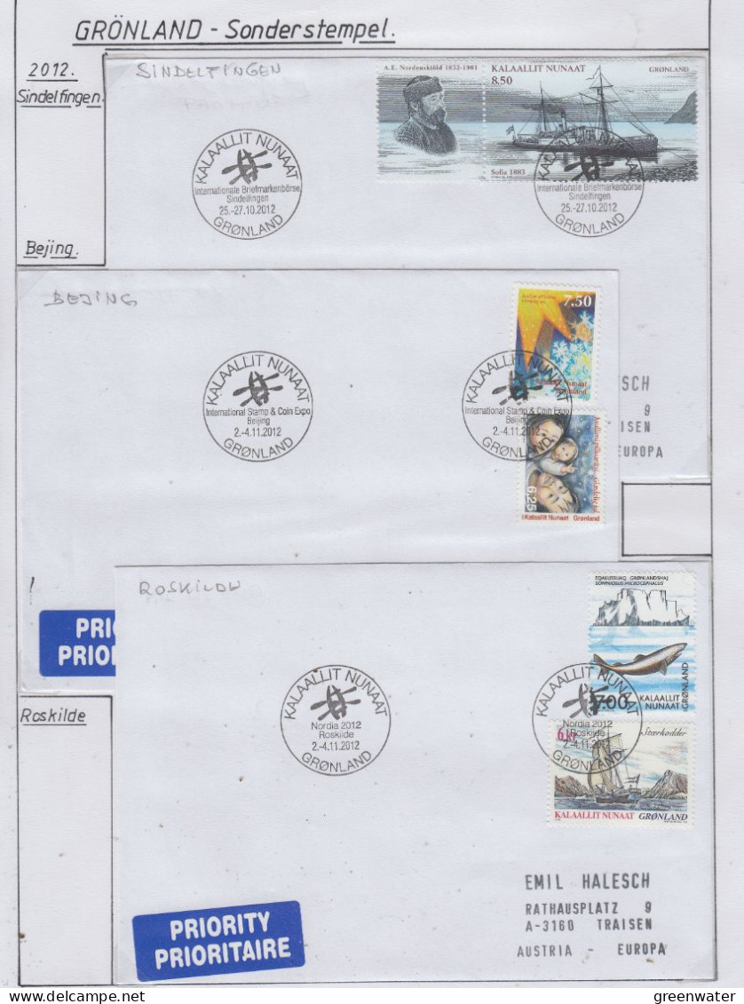 Greenland Sonderstempel 2010/2011 4 Covers (GD183) - Scientific Stations & Arctic Drifting Stations