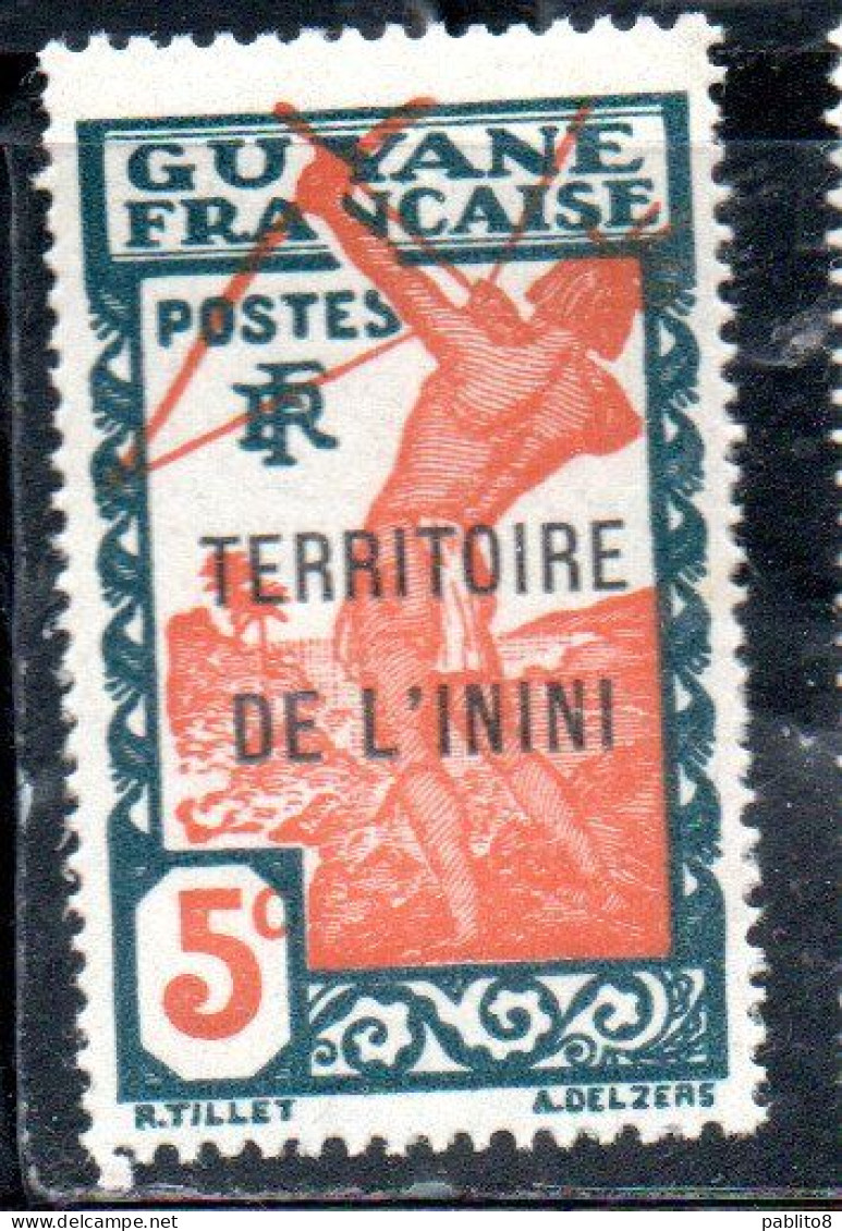 GUYANE FRANCAISE TERRITOIRE DE L'ININI OVERPRINTED SURCHARGE 1932 1940 CARIB ARCHER 5c MNH - Unused Stamps