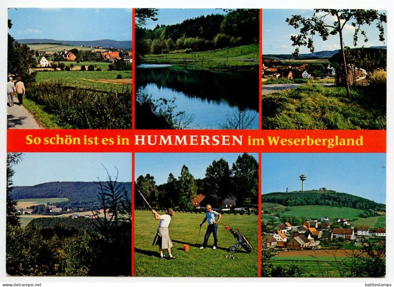 Germany, West 1987 Postcard Lüdge - Hummersen (Weserbergland) - Multiple Scenic Views; 60pf. X-Ray Machine Stamp - Luedge