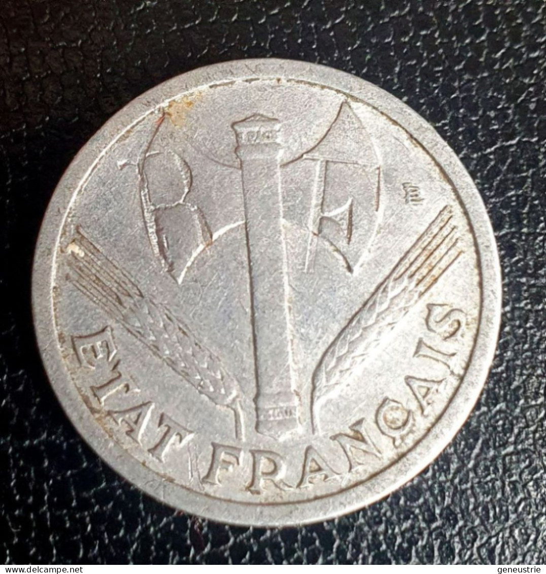 WW2 Monnaie Propagande Politique Contremarquée "FR (République Française" Surfrappé Sur Une 1 Franc Bazor Alu 1942 WWII - 1 Franc