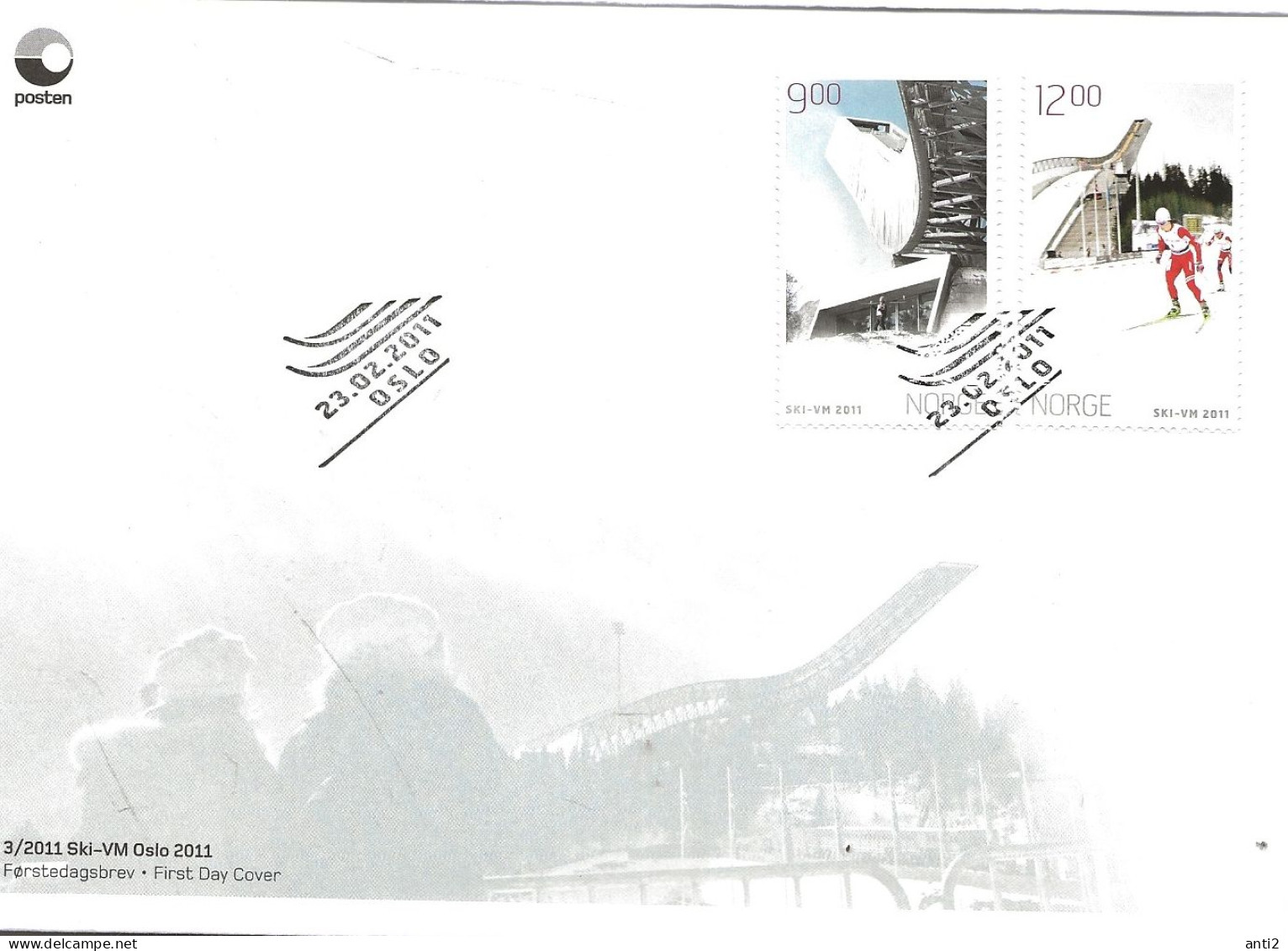 Norge Norway 2011  Nordic Ski World Championships, Oslo  Mi 1746-1747  FDC - Cartas & Documentos