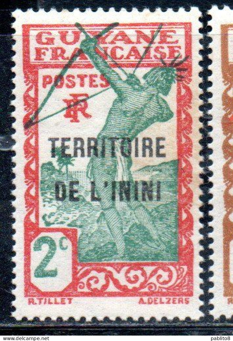 GUYANE FRANCAISE TERRITOIRE DE L'ININI OVERPRINTED SURCHARGE 1932 1940 CARIB ARCHER 2c MNH - Unused Stamps