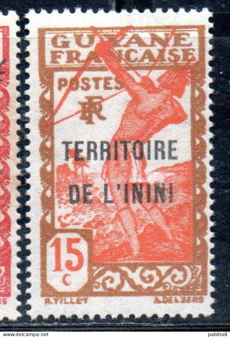 GUYANE FRANCAISE TERRITOIRE DE L'ININI OVERPRINTED SURCHARGE 1932 1940 CARIB ARCHER 15c MNH - Unused Stamps