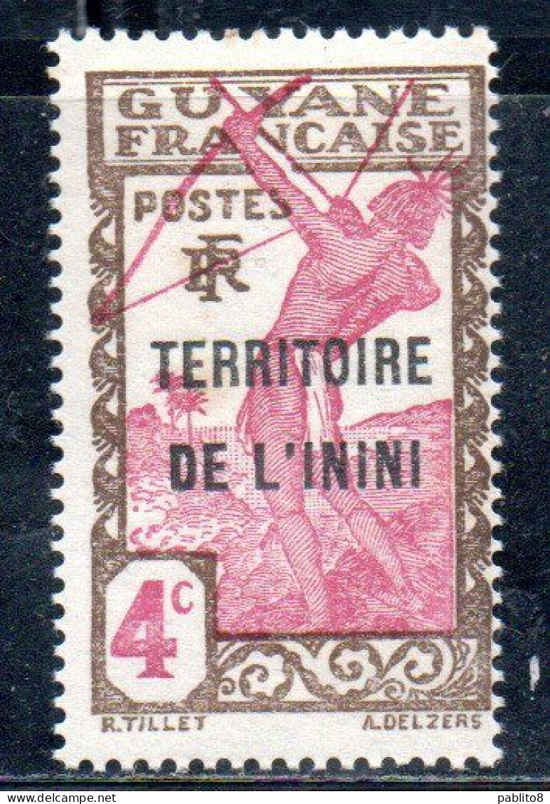 GUYANE FRANCAISE TERRITOIRE DE L'ININI OVERPRINTED SURCHARGE 1932 1940 CARIB ARCHER 4c MH - Nuovi