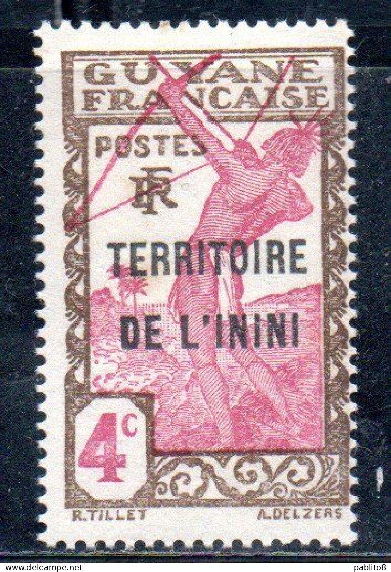 GUYANE FRANCAISE TERRITOIRE DE L'ININI OVERPRINTED SURCHARGE 1932 1940 CARIB ARCHER 4c MH - Unused Stamps