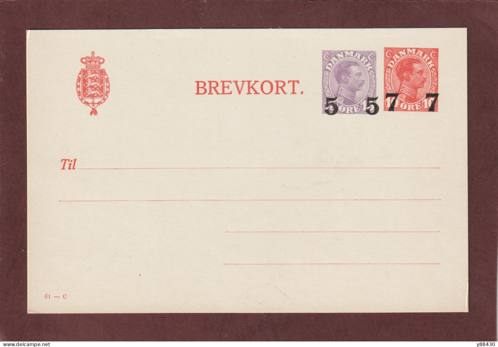 DANEMARK - Entier Postal Neuf - 1920/1930 - Carte Postal . Réf. 61-C - 2 Timbres . Christian X - 2 Scan - Entiers Postaux