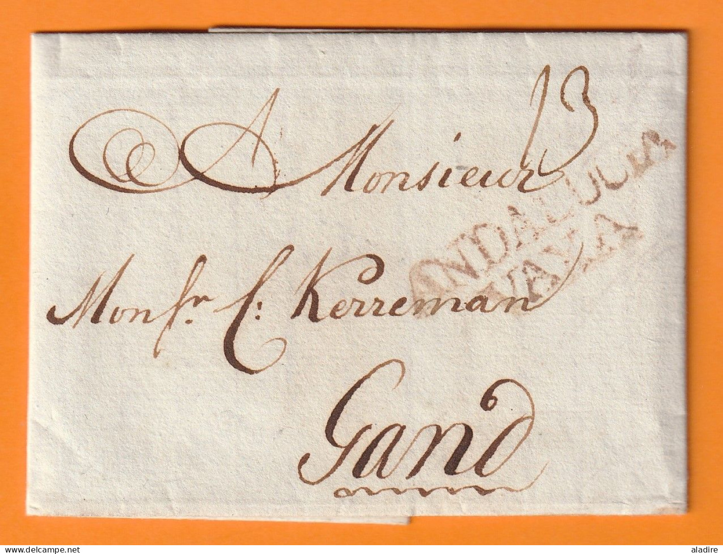 1783 - 3 Page Letter In Flemish From Sevilla, Andalucia To Gent Gand, Then Austria, Today Belgica - Tax 13 - Carlos III - ...-1850 Prefilatelia