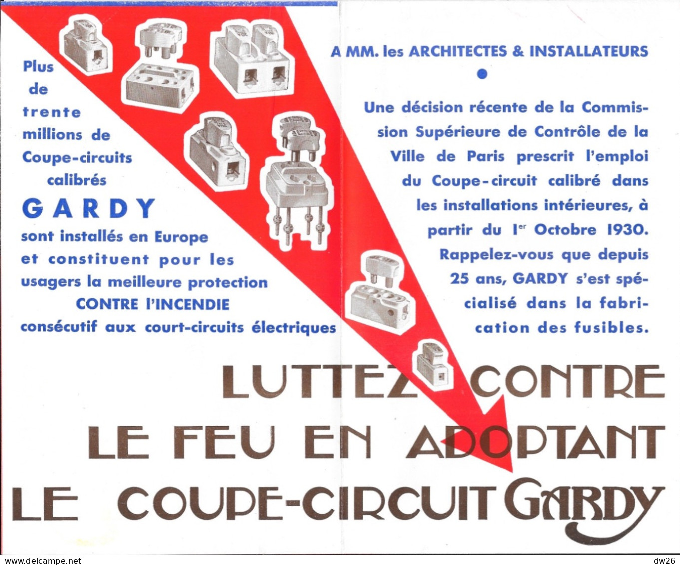 Dépliant Commercial Des Coupe-circuits Gardy Pour Tous Les électriciens, Argenteuil (Seine-et-Oise) - Electricité & Gaz