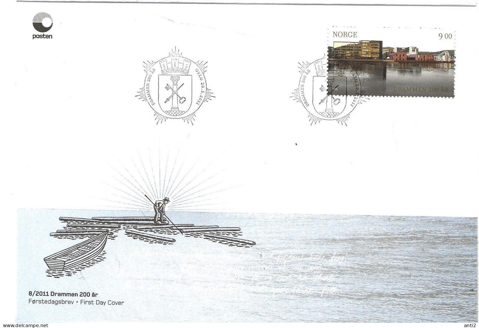 Norge Norway 2011   200th Anniversary Of The City Of Drammen.. Mi 1755  FDC) - Covers & Documents