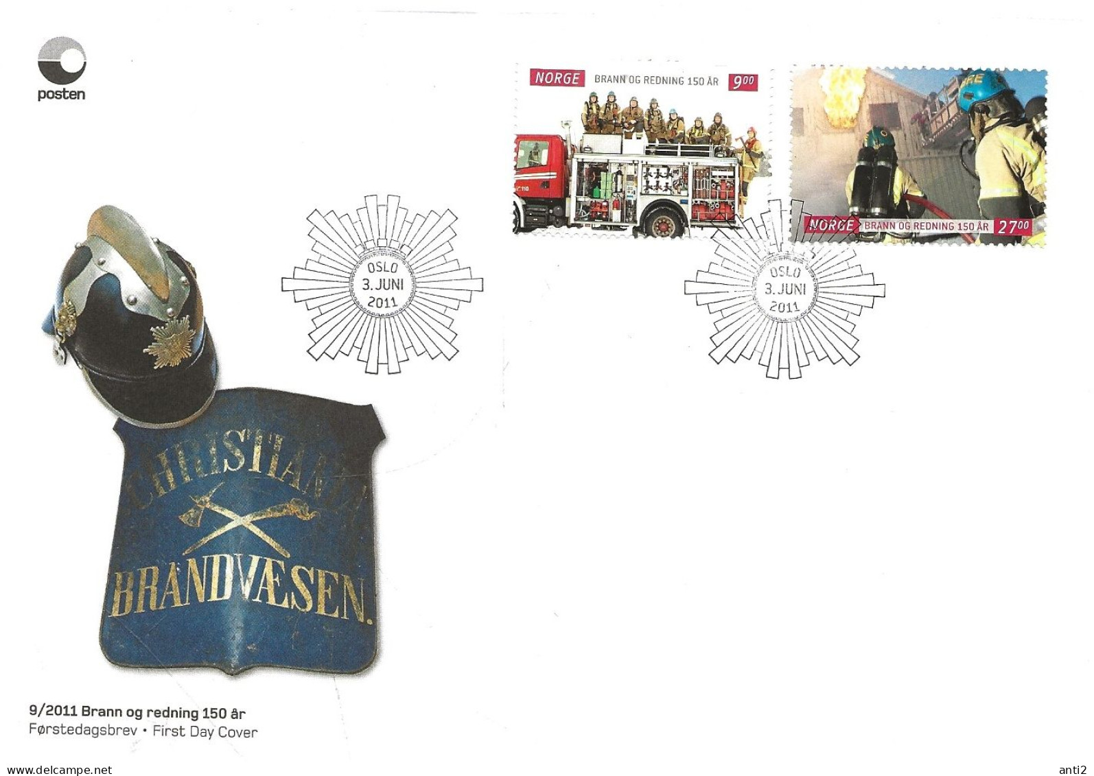 Norge Norway 2011 150th Anniversary Of Fire And Rescue Services. Mi 1756-1757  FDC - Covers & Documents