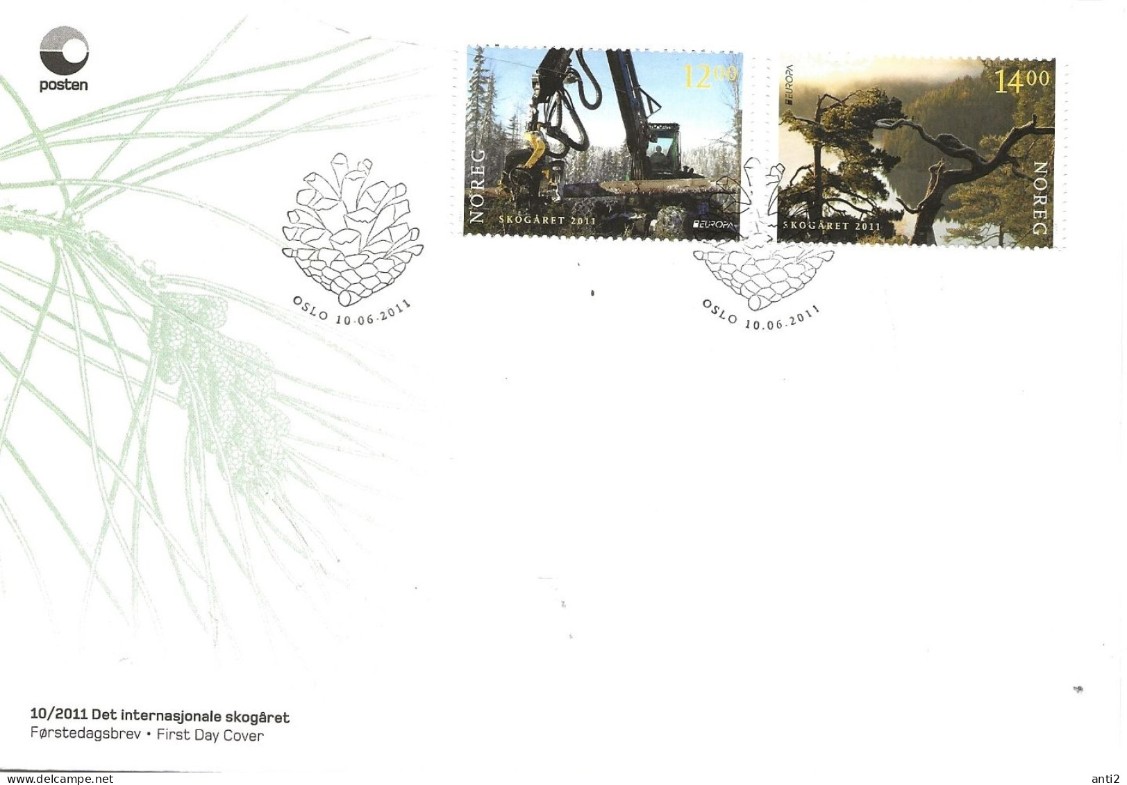 Norge Norway 2011  Europe: The Forest. Mi 1758-1759  FDC - Storia Postale