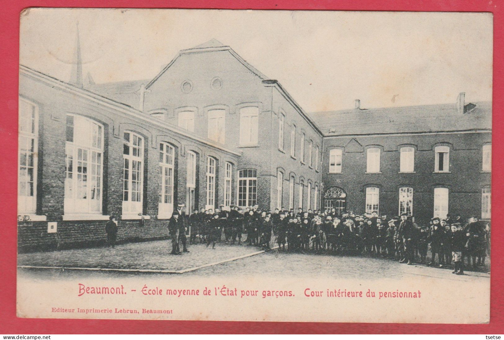 Beaumont - Ecole Moyenne De L'Etat Pour Garçons - Cour Intérieure Du Pensionnat -1911 ( Voir Verso ) - Beaumont