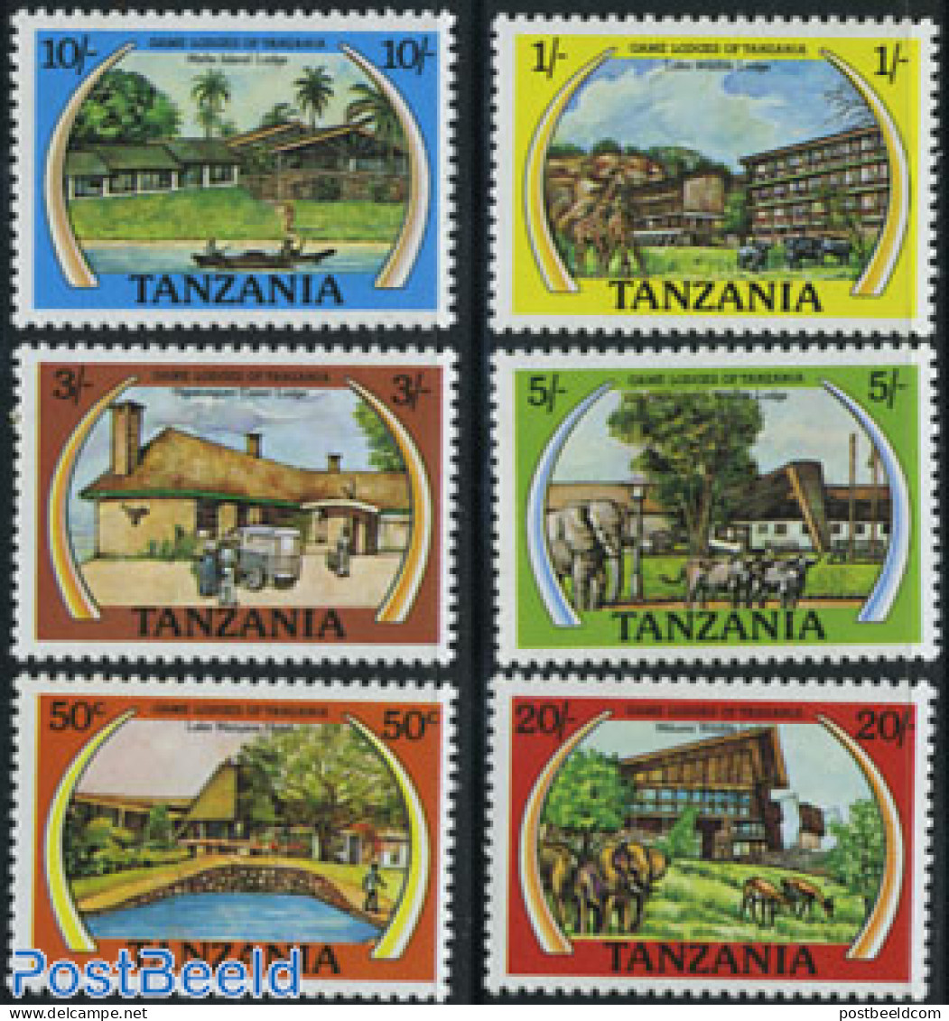 Tanzania 1978 Safari Hotels 6v, Mint NH, Nature - Various - Elephants - Hotels - Tourism - Hostelería - Horesca