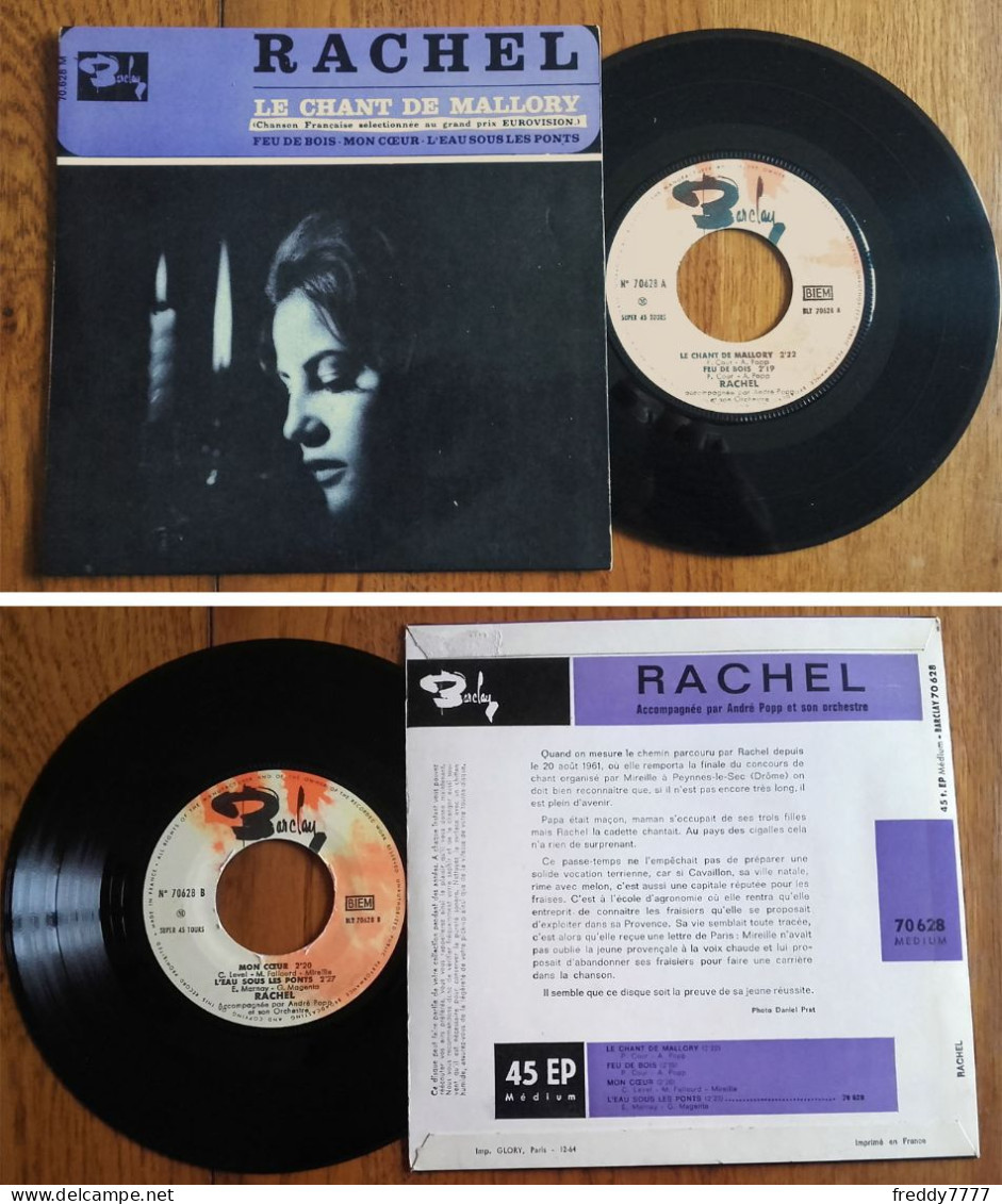 RARE French EP 45t BIEM (7") RACHEL «Le Chant De Mallory» (1964) - Collector's Editions