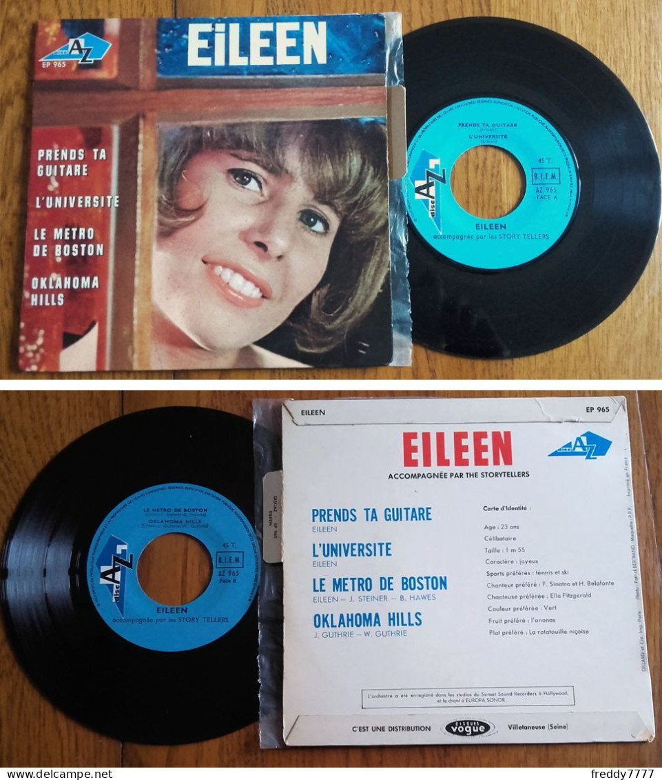 RARE French EP 45t BIEM (7") EILEEN W/ The STORYTELLERS «Prends Ta Guitare» (Lang 1964) - Collectors