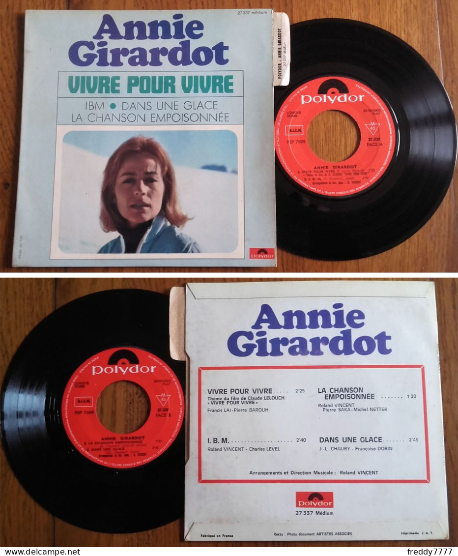 RARE French EP 45t BIEM (7") Annie GIRARDOT «Vivre Pour Vivre» (From The Film «Vivre Pour Vivre», Lang 1967) - Filmmusik