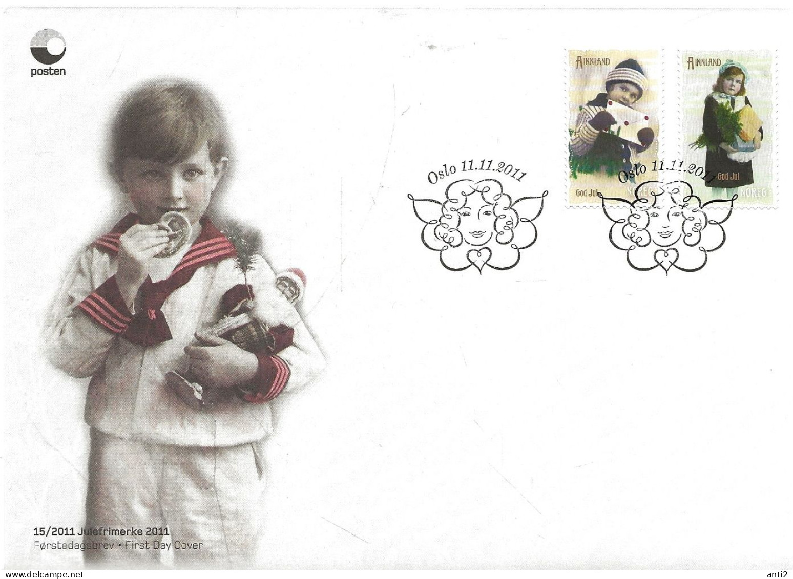 Norge Norway 2011 Christmas: Boy With Christmas Letter. Girl With Christmas Presents  Mi 1770-1771  FDC - Brieven En Documenten