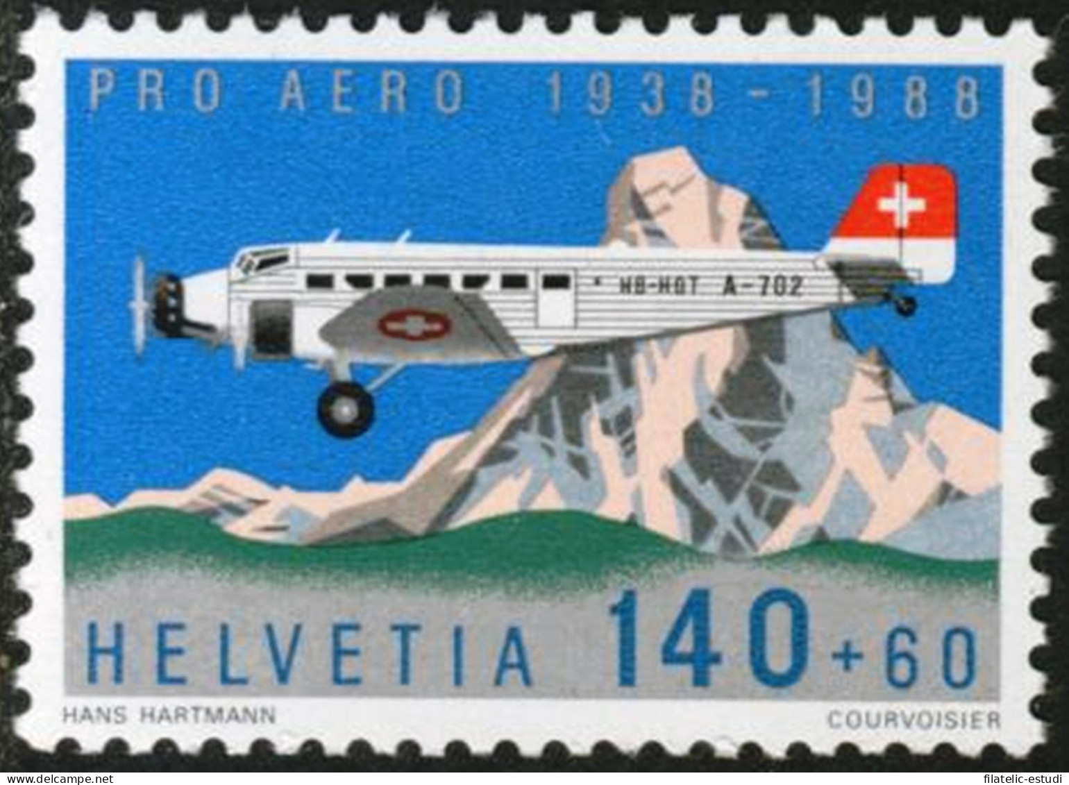 TRA2 Suiza Switzerland A-49  1988  50º Aniv. De La Fundación Pro-aéreo Sorteo  - Sonstige & Ohne Zuordnung