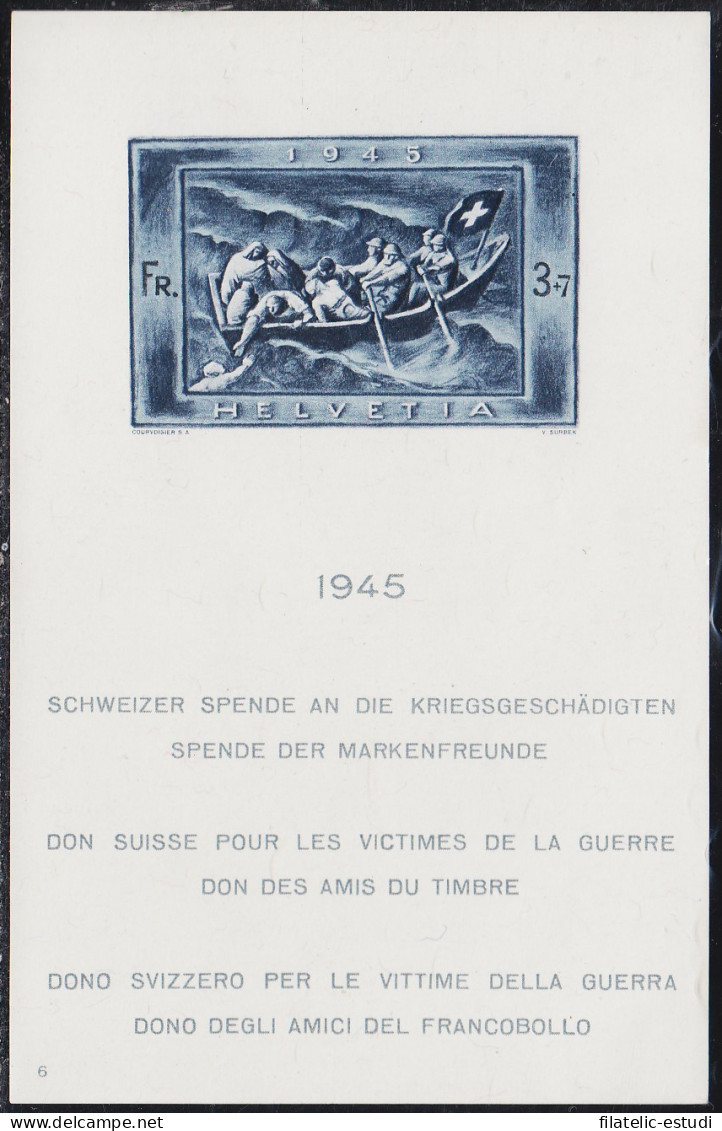 Suiza Switzerland HB 11 1945 Por Las Víctimas De La Guerra MH - Andere & Zonder Classificatie