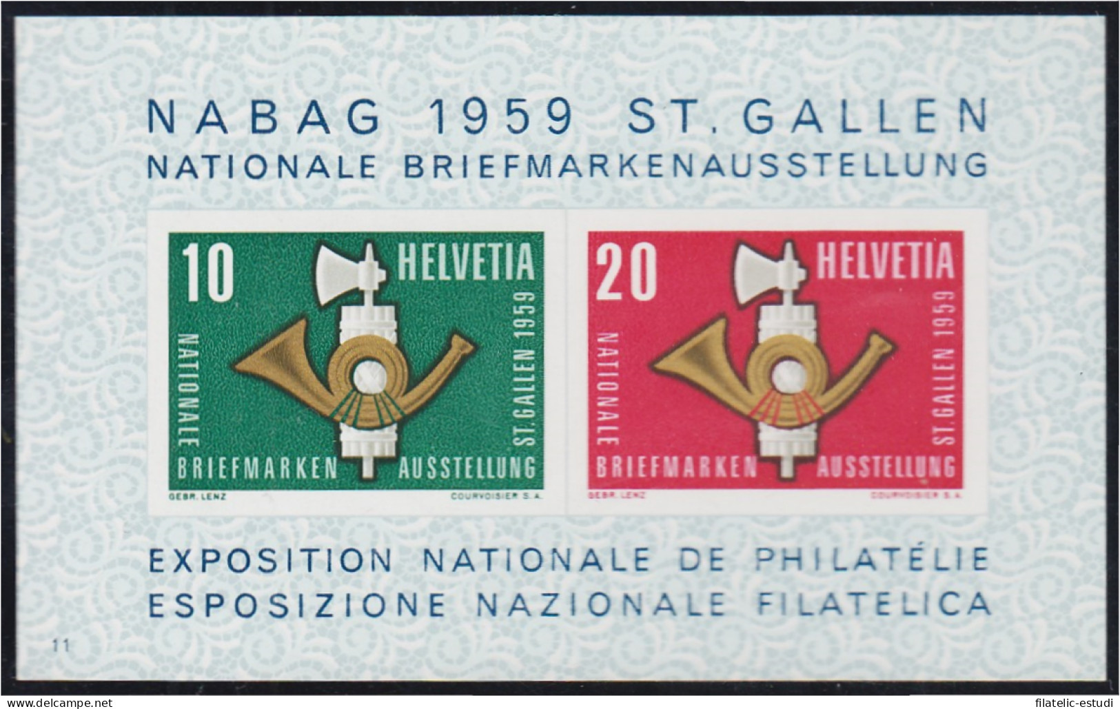 Suiza Switzerland HB 16 1959 Exposición Filatélica Nacional San Gall MNH - Andere & Zonder Classificatie