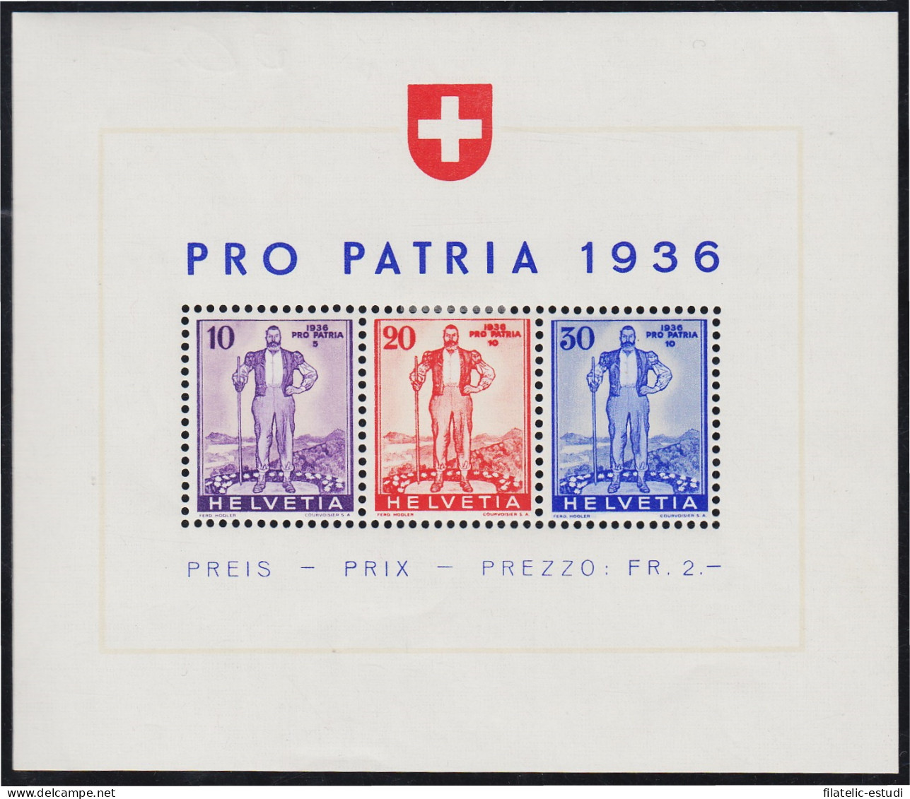 Suiza Switzerland HB 2 1936 Pro Patria Cruz Federal MH - Sonstige & Ohne Zuordnung