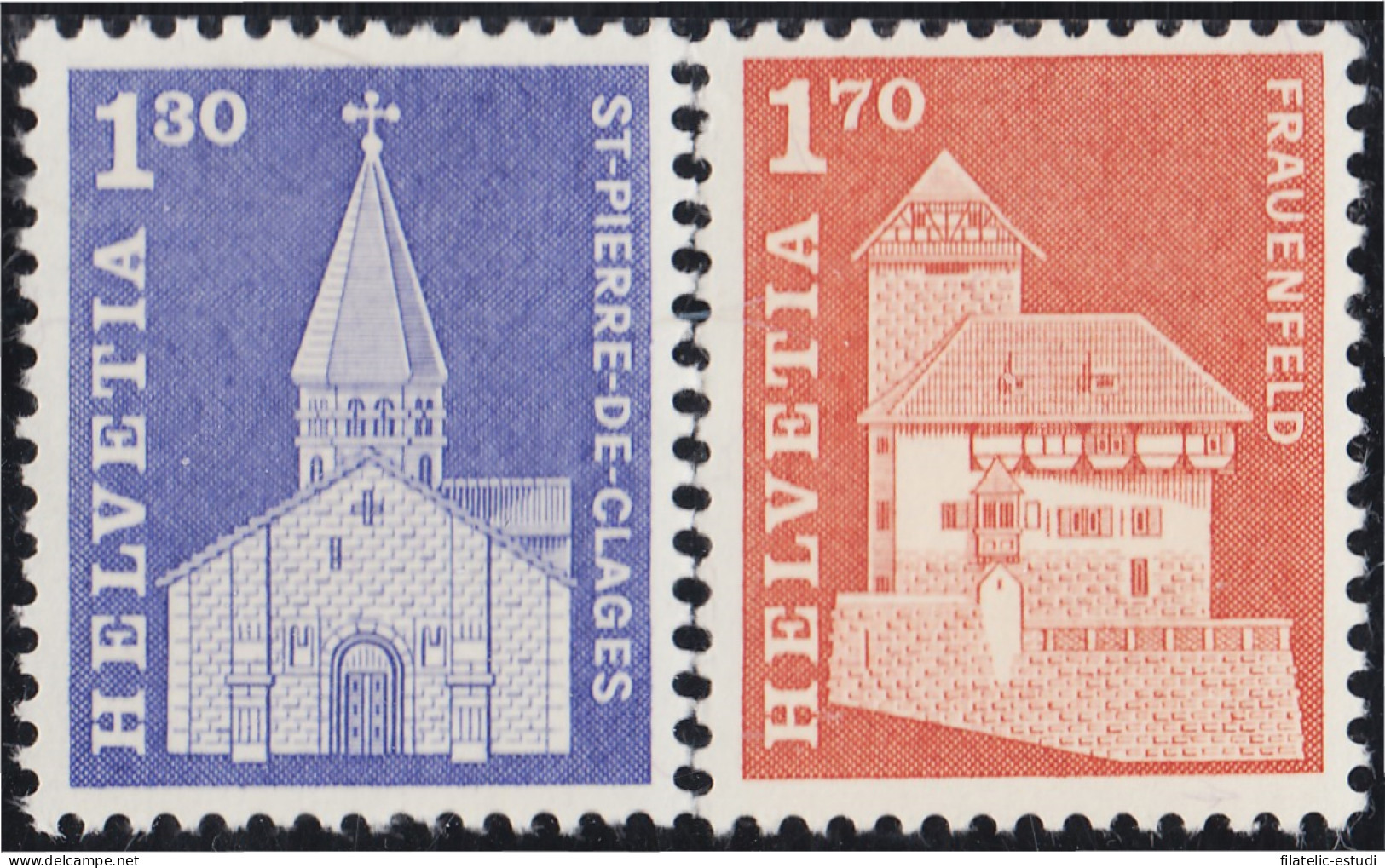 Suiza Switzerland 764/65 1966 Iglesia San Pierre Y Castillo De Frauenfeld MNH - Other & Unclassified