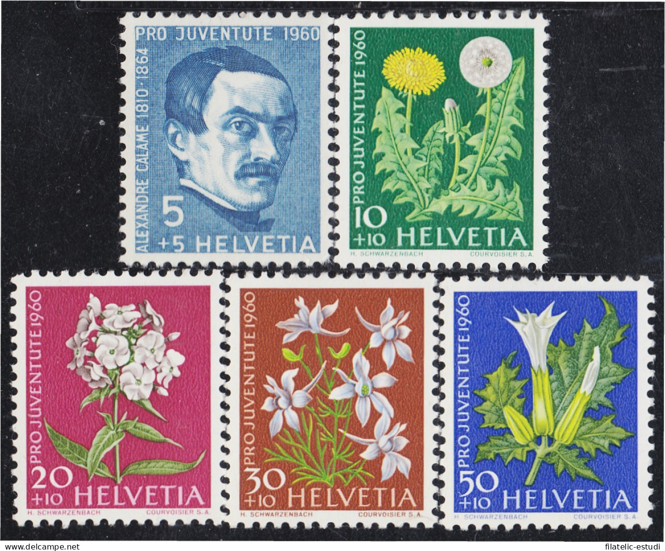 Suiza Switzerland 668/72 1960 Alexandre Calame Flores Flowers MNH - Autres & Non Classés