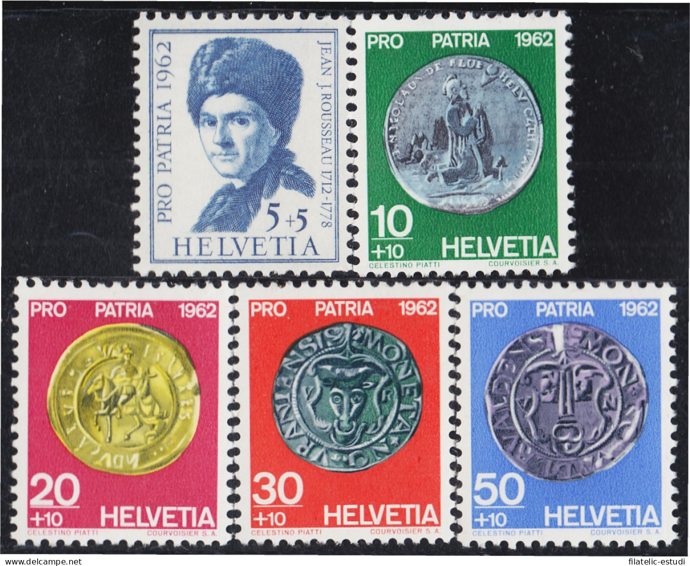 Suiza Switzerland 693/97 1962 J.J Rousseau Monedas Antiguas MNH - Otros & Sin Clasificación