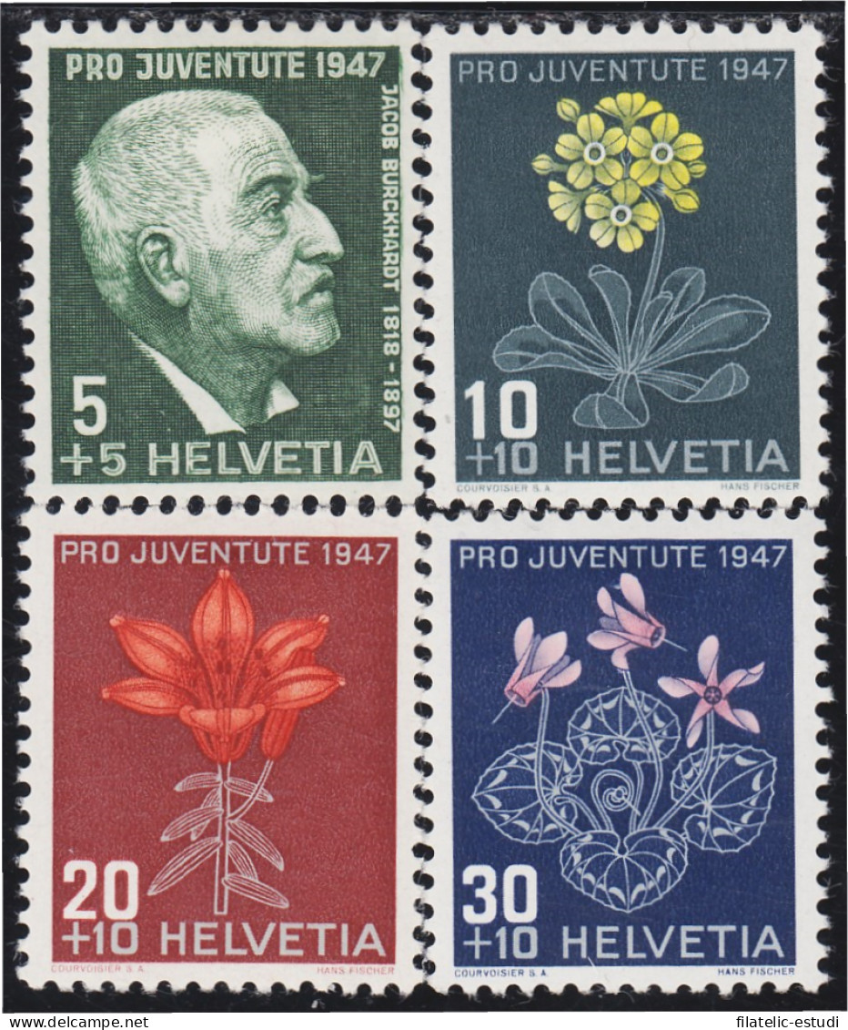 Suiza Switzerland 445/48 1947 J. Burckhardt Flores Flowers MH - Other & Unclassified