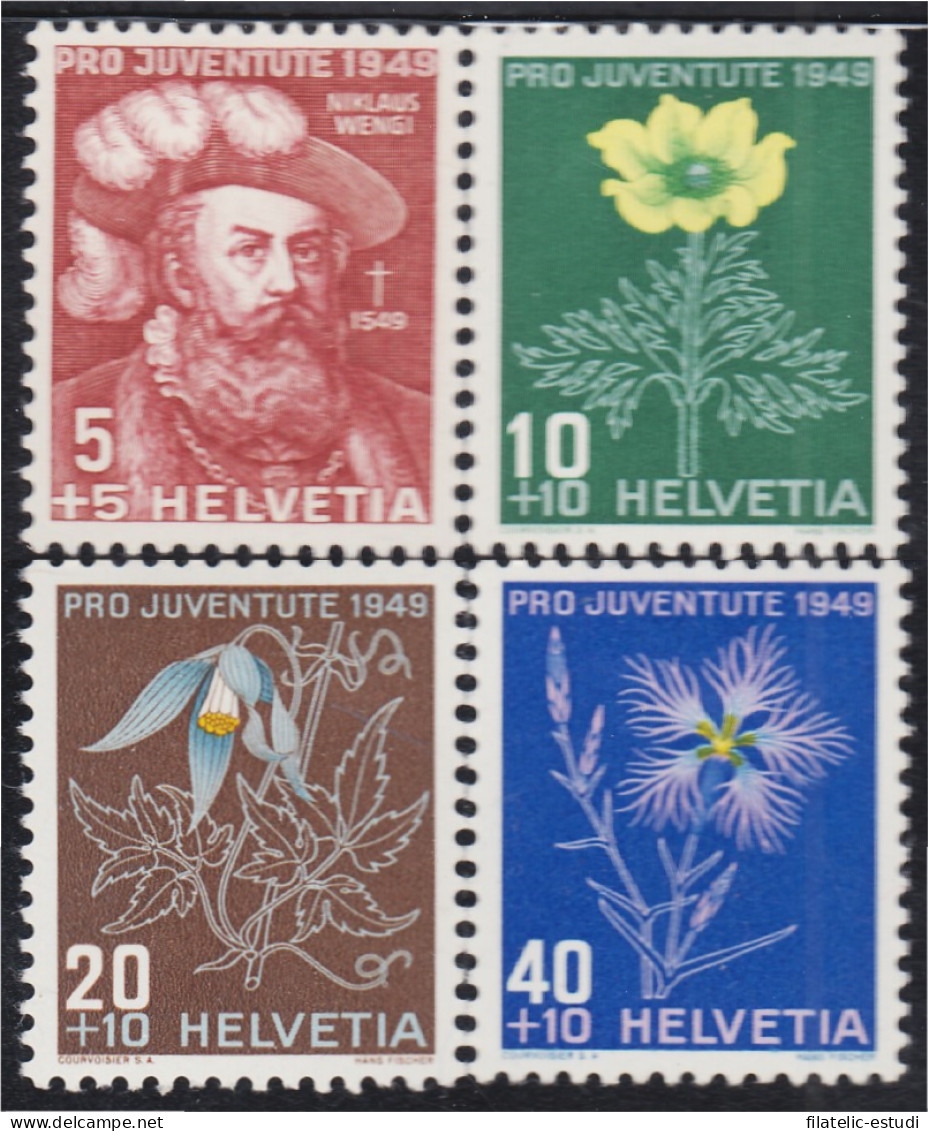 Suiza Switzerland 493/96 1949 Nicolás Wengi Flores Flowers MH - Other & Unclassified