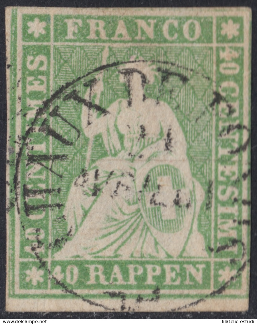 Suiza Switzerland 30 Rappen Sentado Verde Matasellado - Andere & Zonder Classificatie