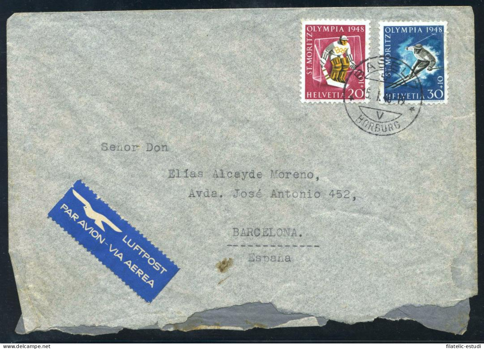 OLI2  Suiza Switzerland  Nº 451/52 En Carta  1948  JJOO St.Moritz - Autres & Non Classés