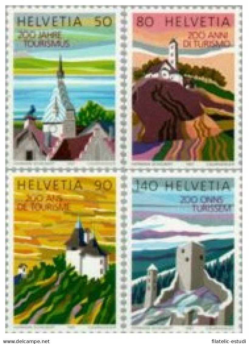 Suiza - 1280/83 - 1987 Bicentenario Del Turismo En Suiza Vistas Lujo - Otros & Sin Clasificación