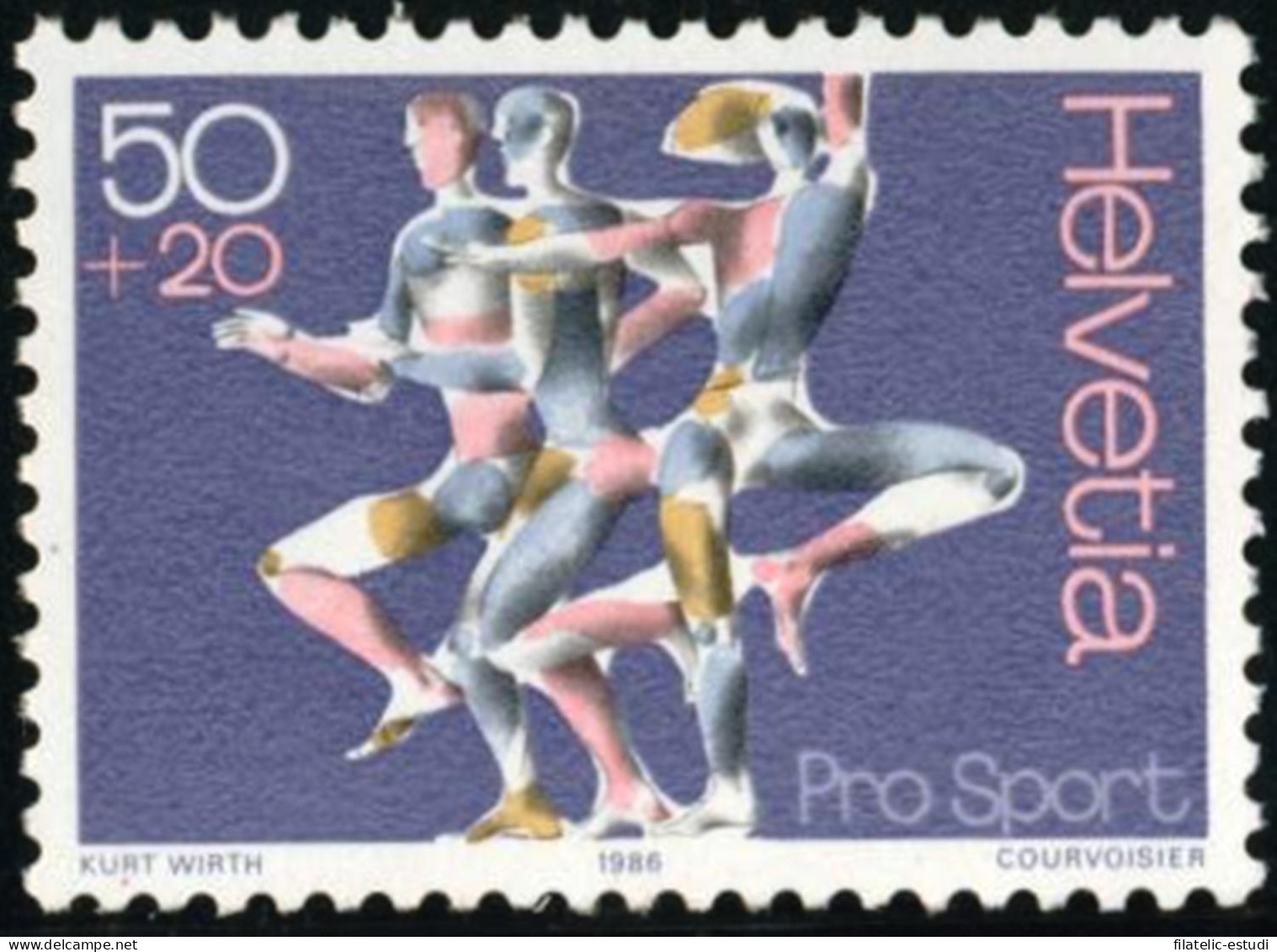 DEP7/S  Suiza Switzerland  Nº 1243   1986 Sorteo Por El Deporte Gimnastas Lujo - Sonstige & Ohne Zuordnung