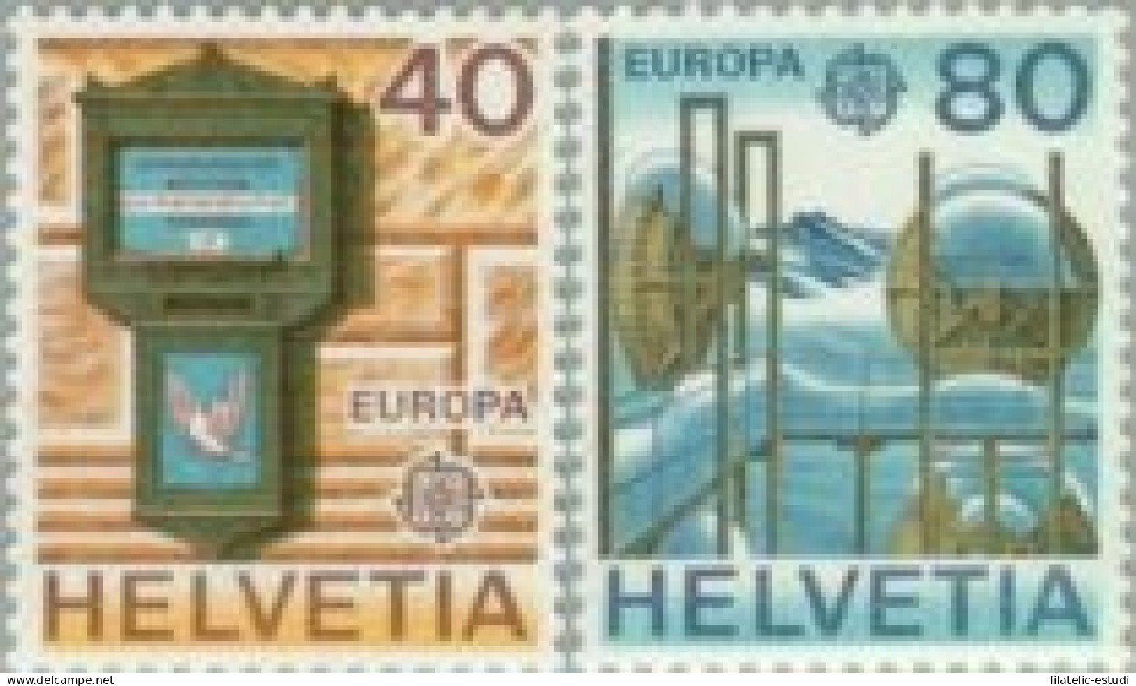 Suiza - 1084/85 - 1979 Europa Historia Postal Buzón, Estación De Transmisión L - Andere & Zonder Classificatie