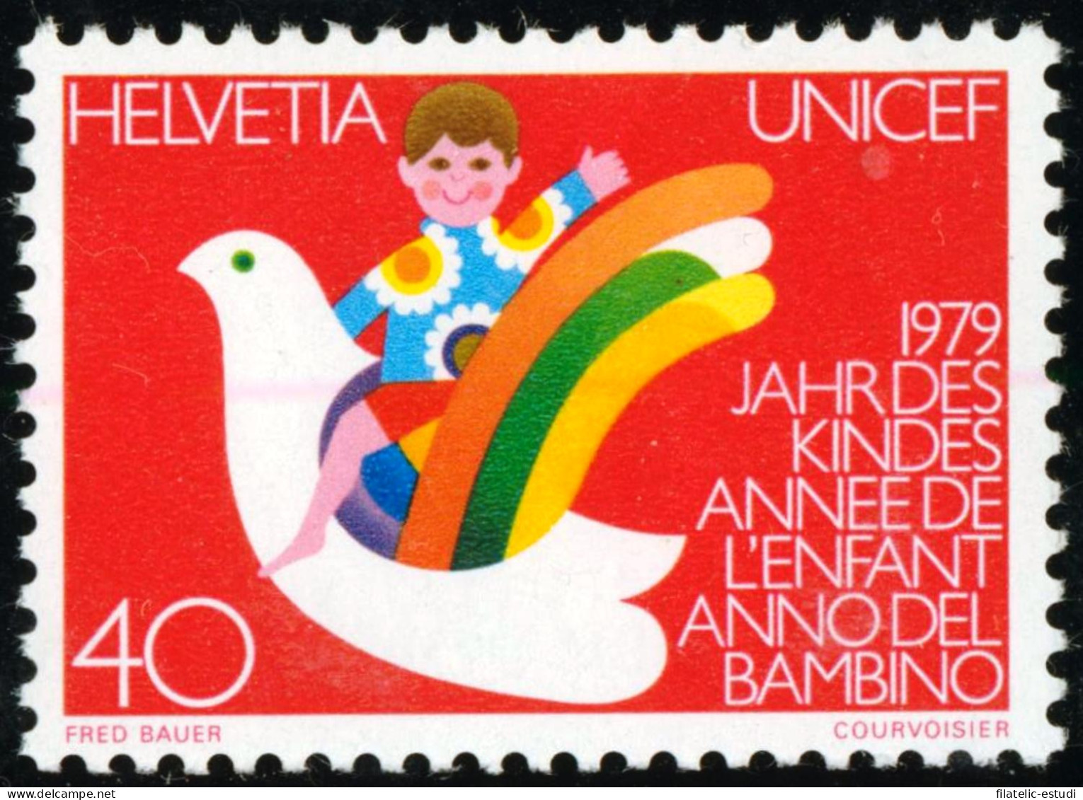 FAU1/S Suiza Switzerland  Nº 1093  1979  Año Inter. Del Niño Paloma Y Niño Luj - Altri & Non Classificati