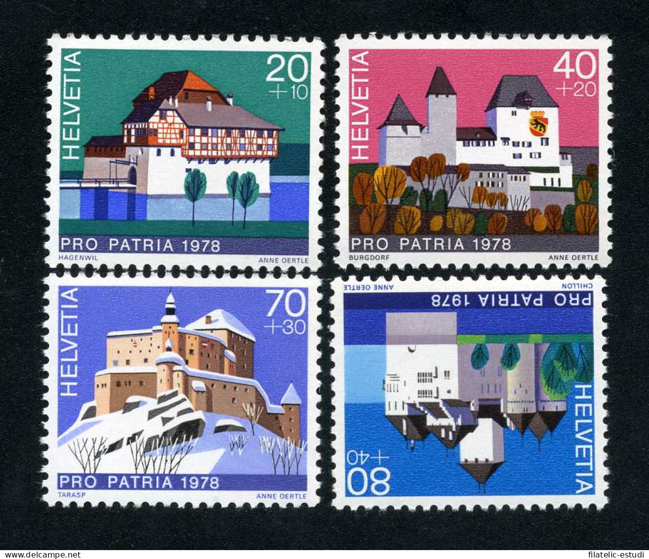 VAR1 Suiza Switzerland  Nº 1060/63  1978  Sellos Por La Patria Castillos Suizo - Sonstige & Ohne Zuordnung