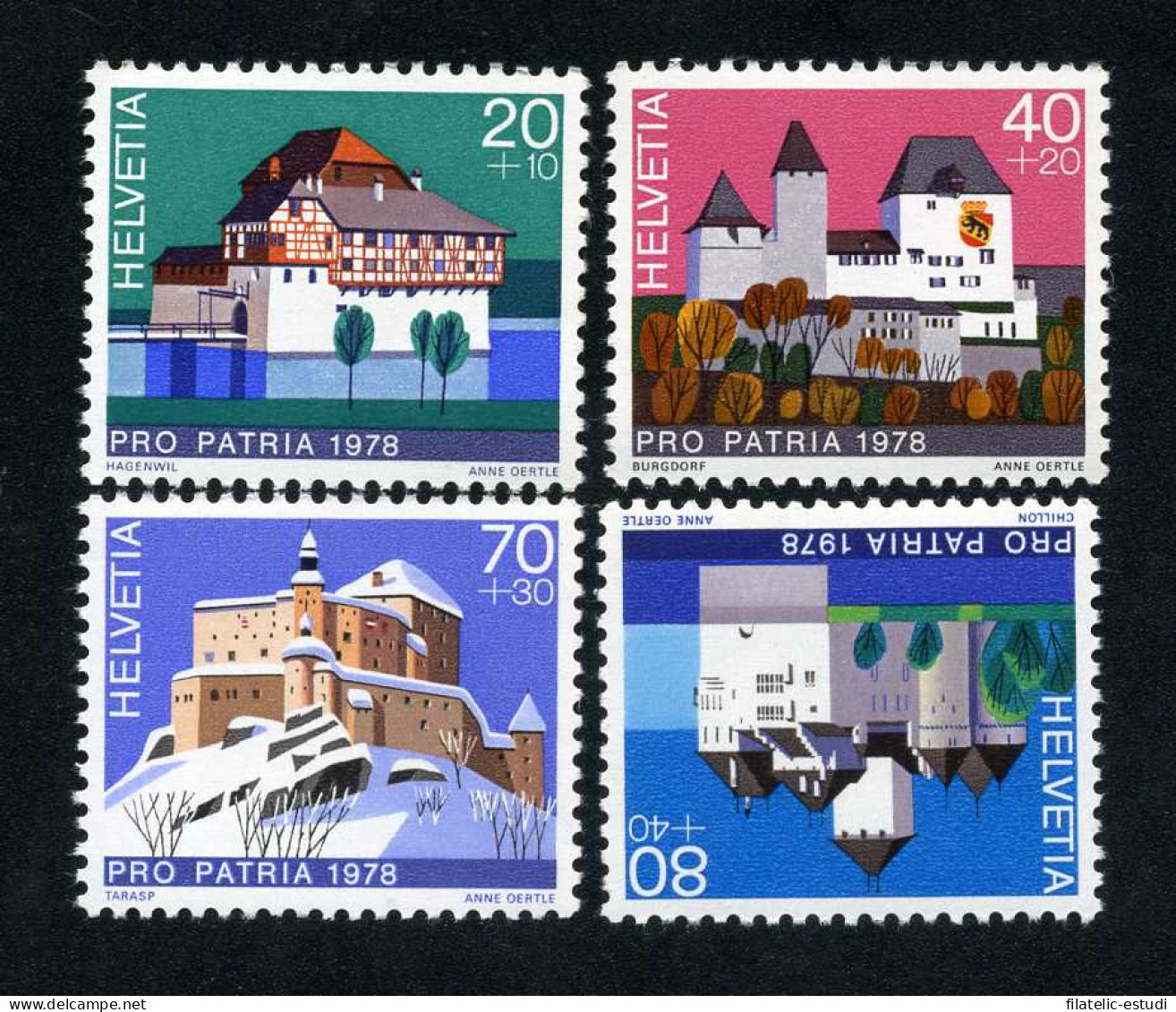 VAR1 Suiza Switzerland  Nº 1060/63  1978  Sellos Por La Patria Castillos Suizo - Autres & Non Classés