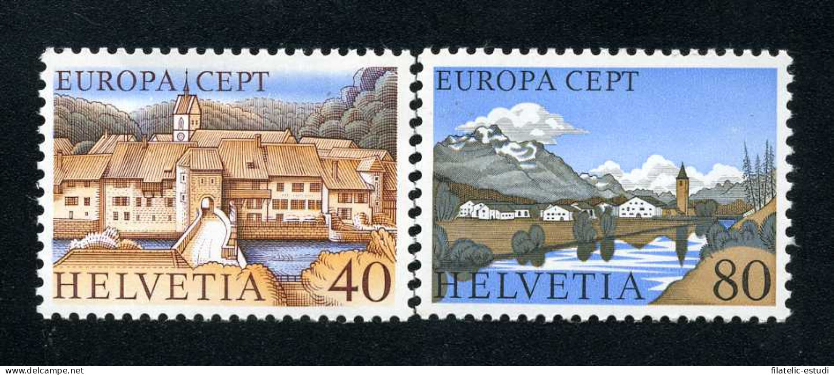 Suiza - 1024/25 - 1977 Europa Paisajes Lujo - Autres & Non Classés