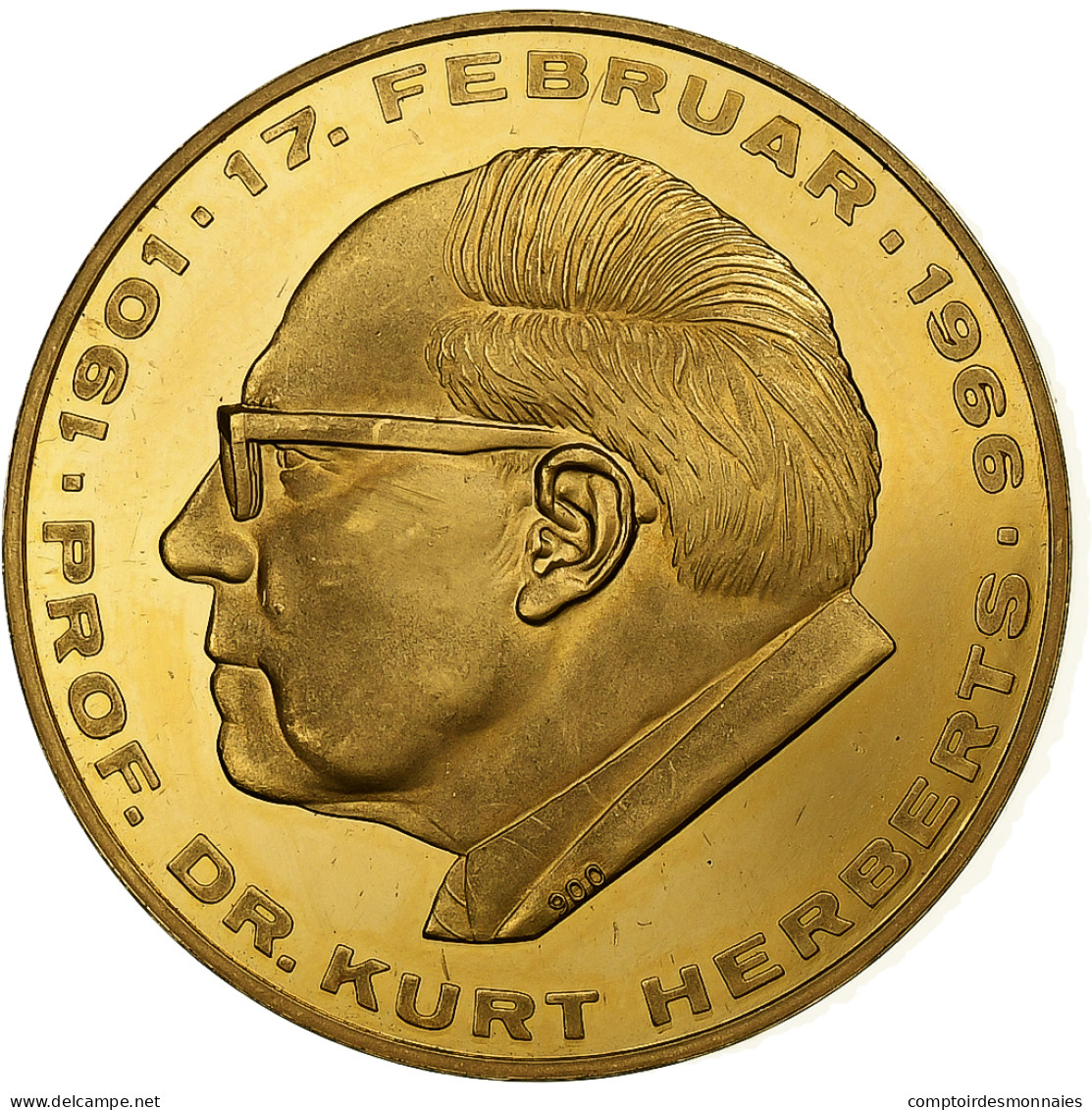 Allemagne, Médaille, Docteur Kurt Herberts, 1966, Or, SUP+ - Sonstige & Ohne Zuordnung