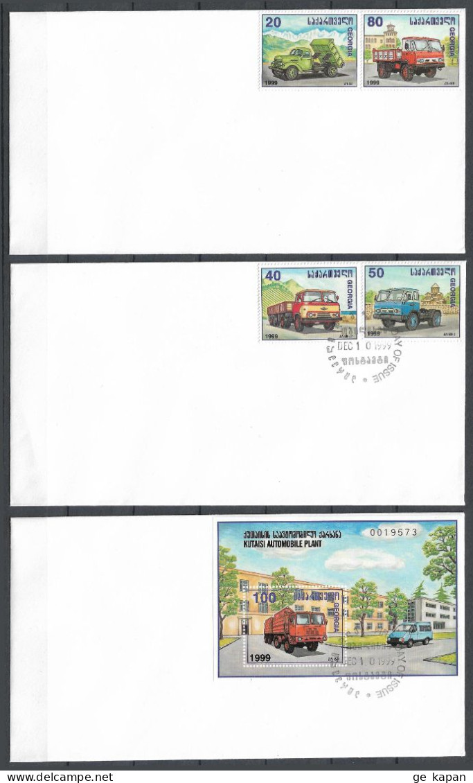 1999 GEORGIA FDC (Michel # 320-323,Block 19) Missed Cancellation On First Envelope - Géorgie