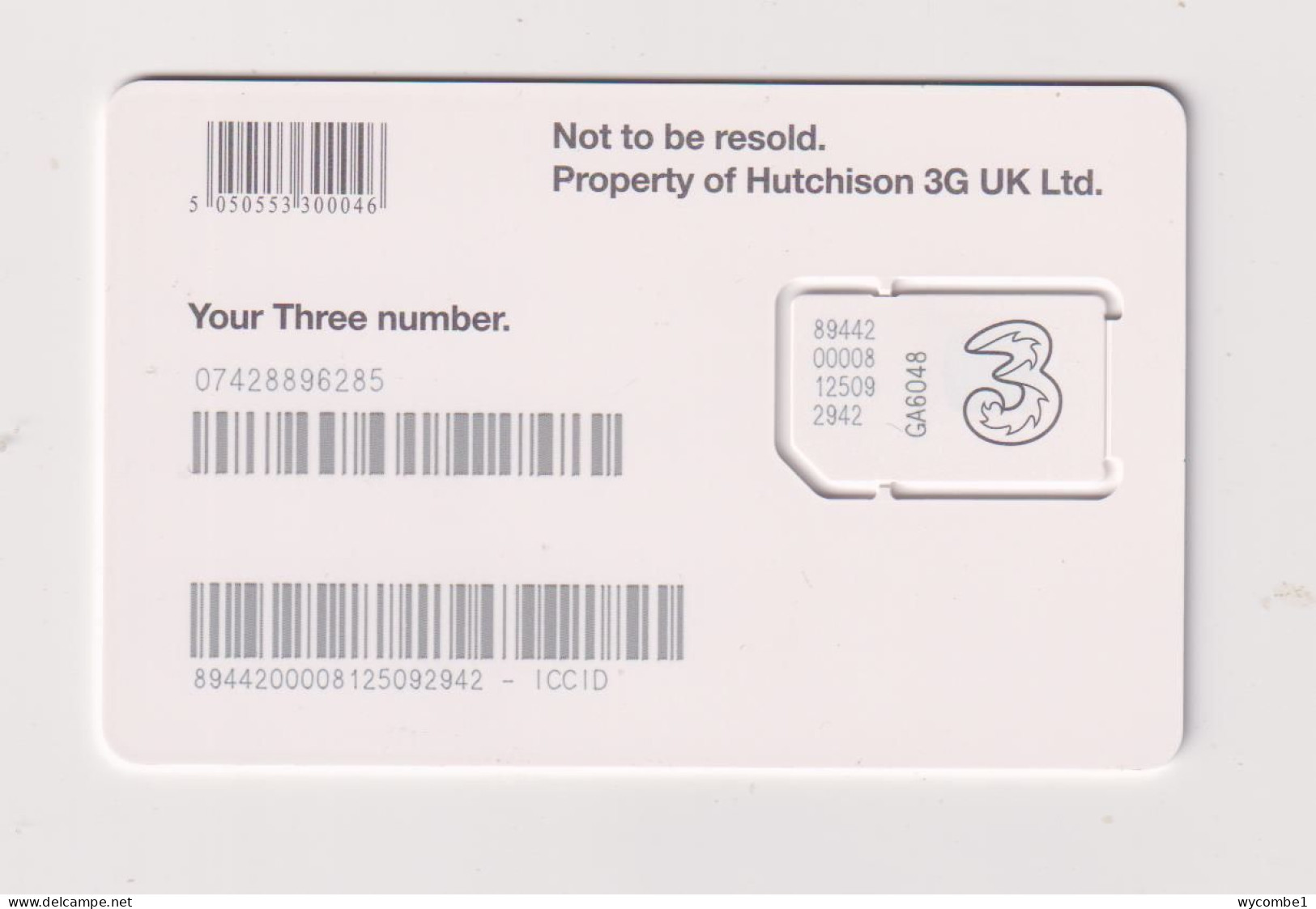 UNITED KINGDOM -  3 SIM With Chip Unused  Phonecard - Other & Unclassified