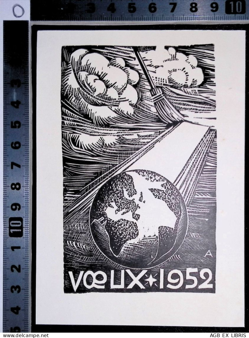 INCISIONE FRANCOIS D'AQUIN VOEUX 1952 L11-F02 - Exlibris