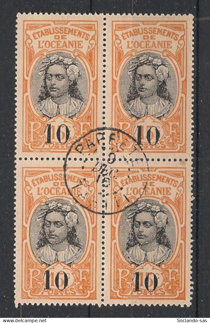 OCEANIE - 1916 - N°YT. 43 - Tahitienne 10 Sur 15c Orange - Bloc De 4 - Oblitéré / Used - Used Stamps